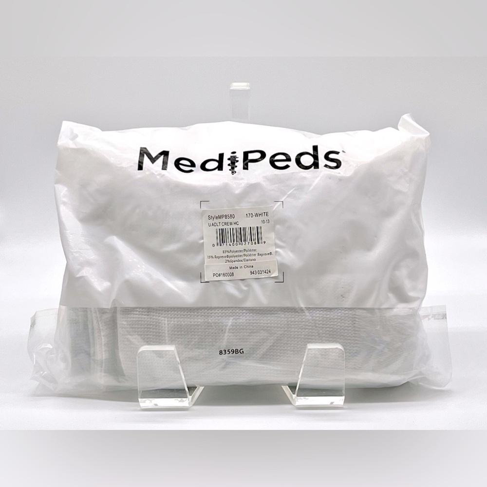 NEW MediPeds 8 Pair Diabetic Crew Socks with Non-Binding Top